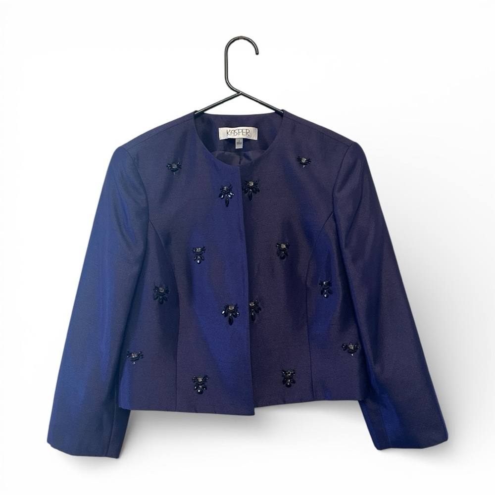 Vintage Y2K Kasper Deep Blue/Purple Blazer with Embellishments Size 6